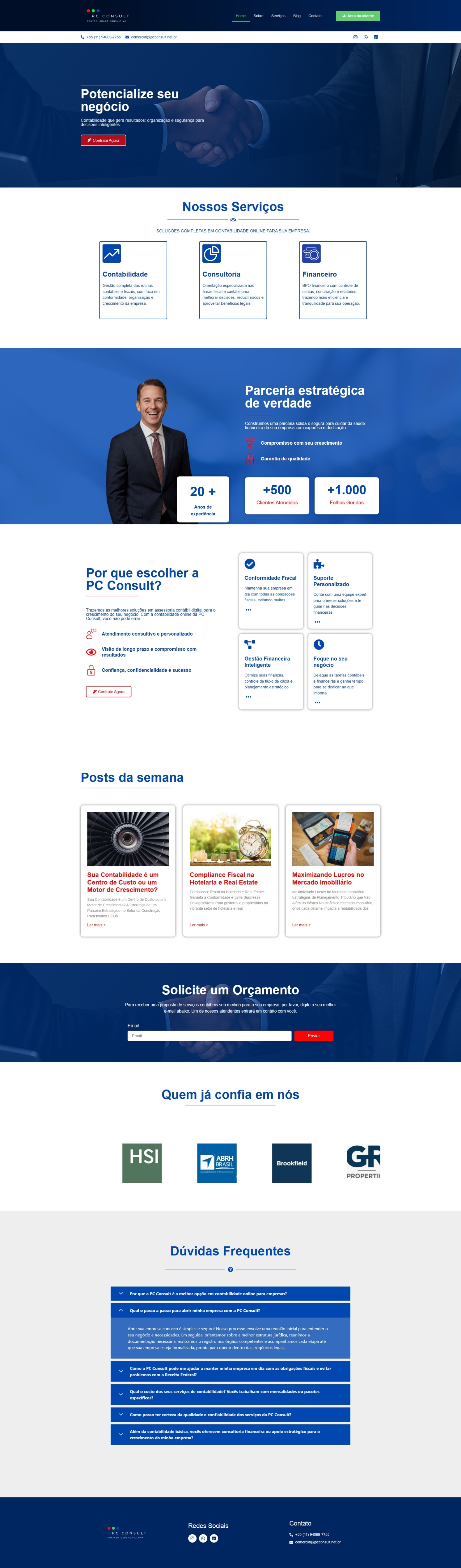 Um site de contabilidade feito de forma totalmente pensada e adaptada para o negócio